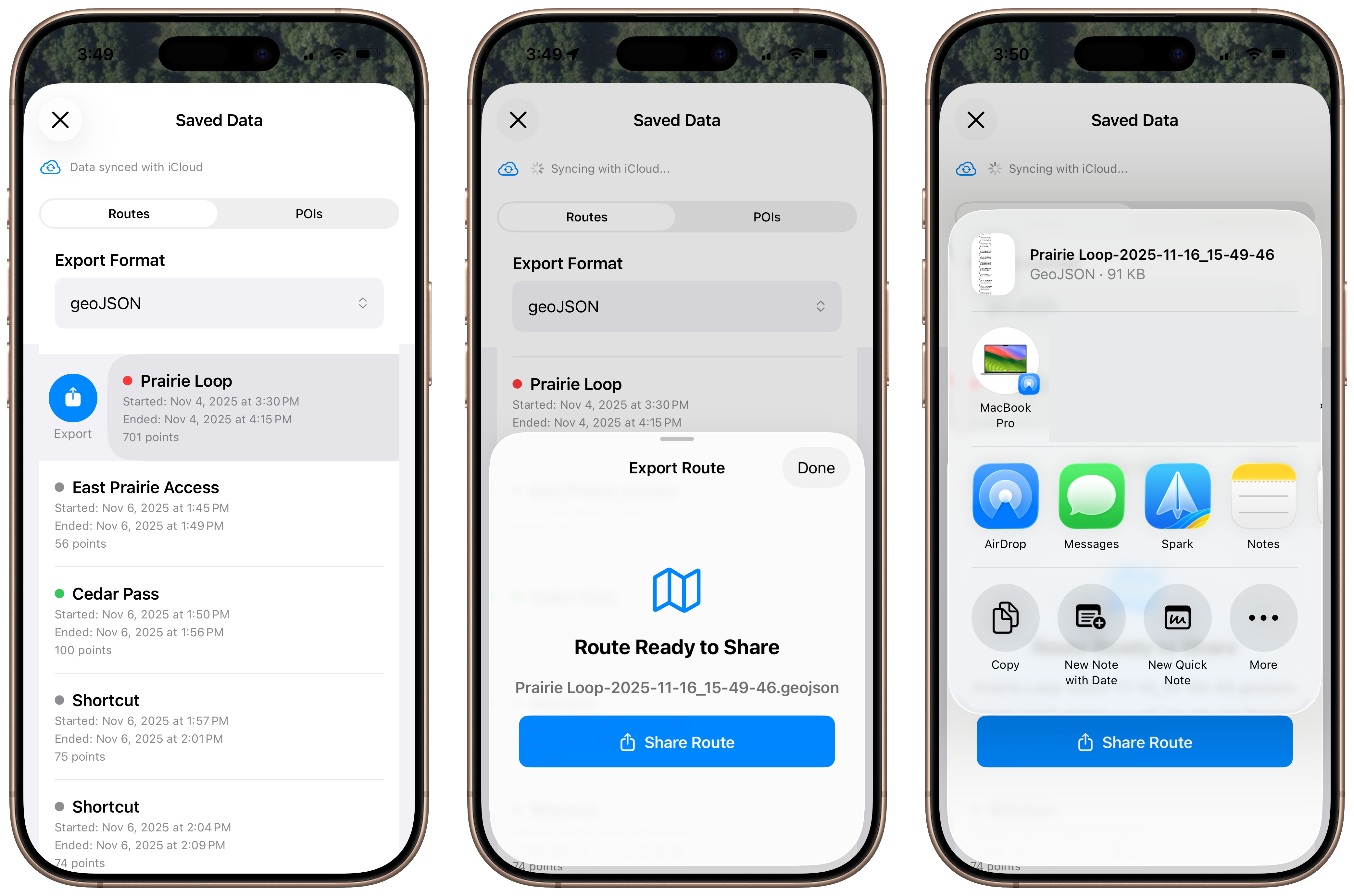 Route Export Formats